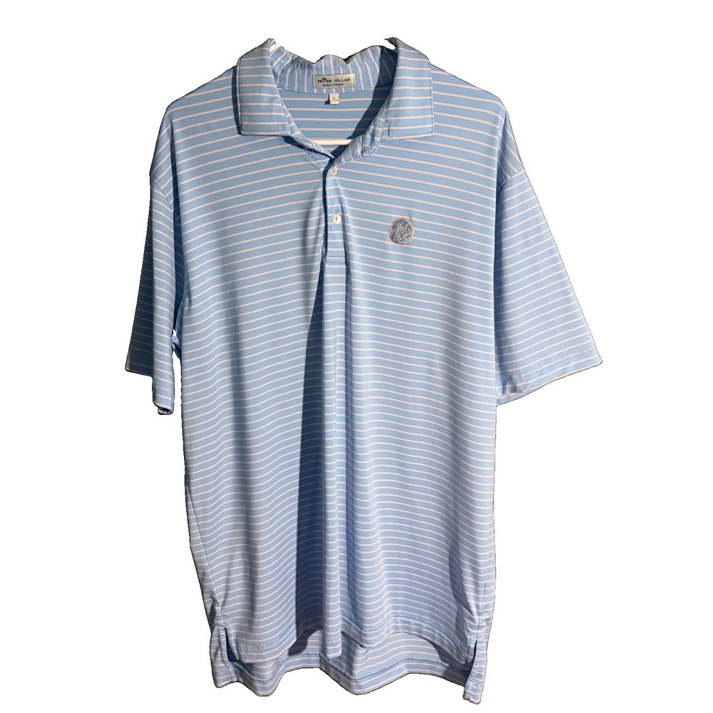 Peter Millar Summer Comfort Polo Shirt Blue Men's L Golf Preppy
